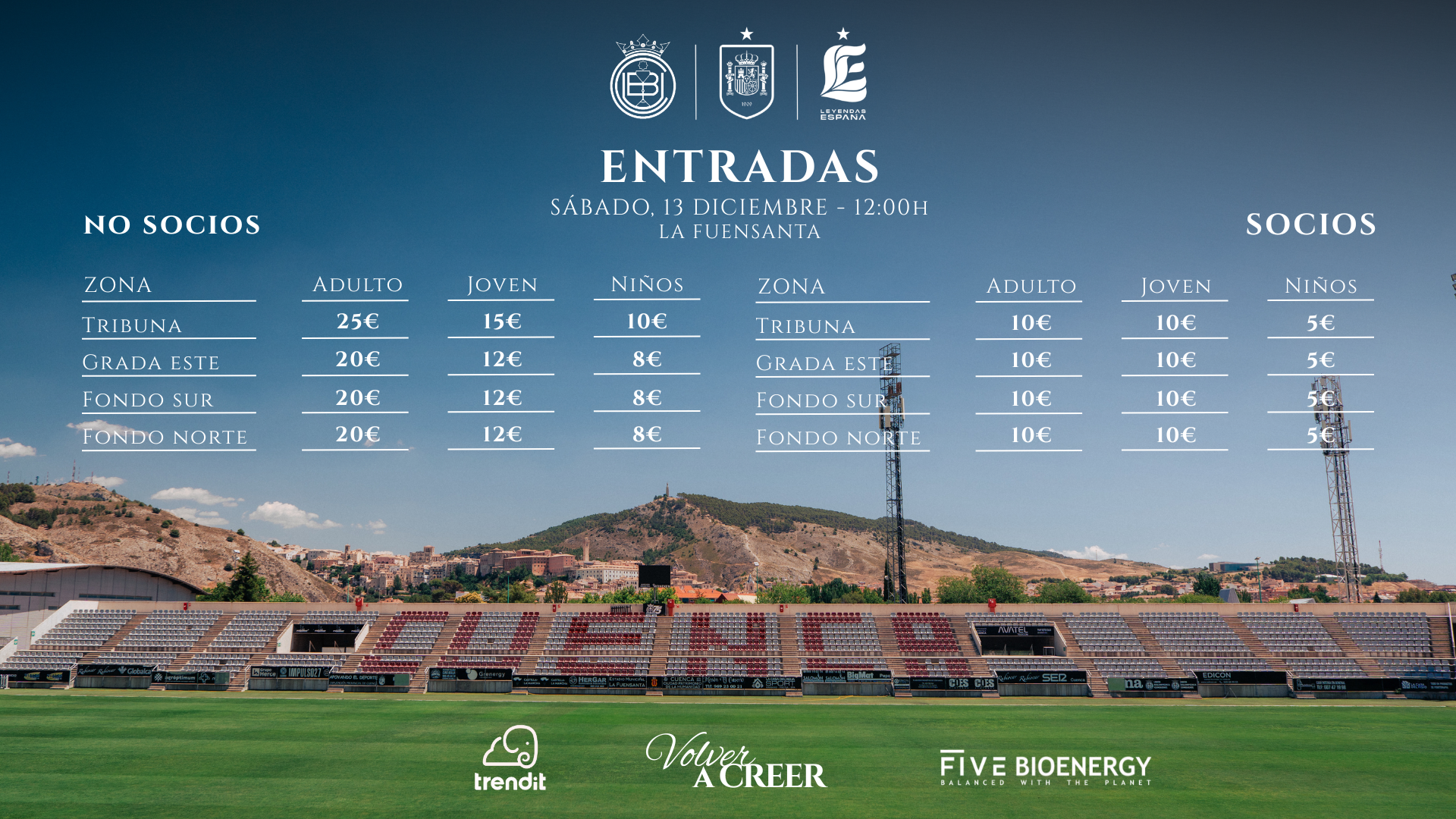 Ya están disponibles las entradas para el partido de leyendas de la selección española en Cuenca